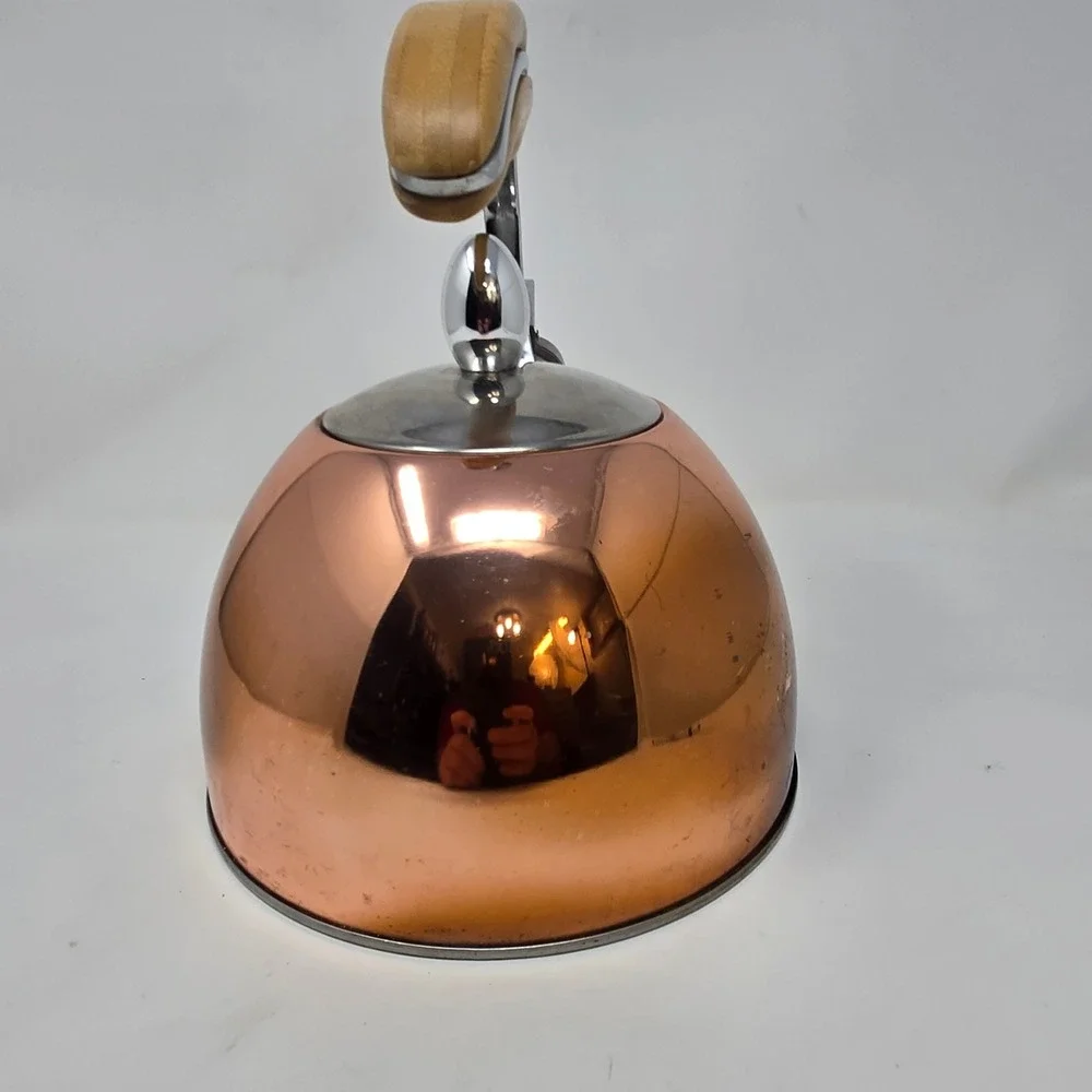 Pinky Up‎ Presley Copper Tea Kettle Stovetop Whistling Water Pot Wood Handle